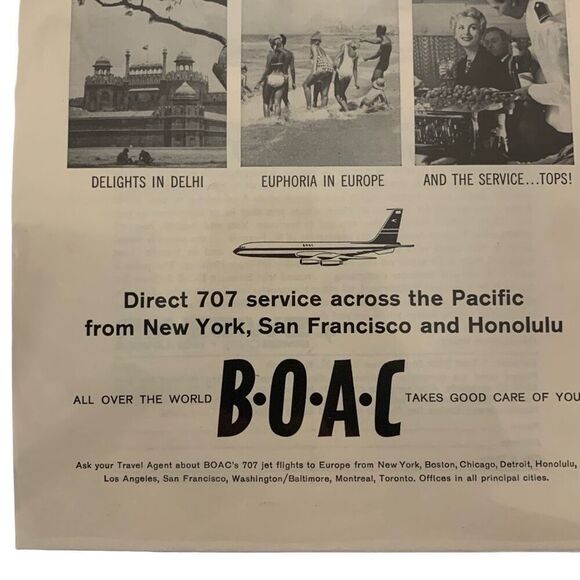 Vintage 1961 BOAC Takes Good Care Of You Ad Advertisement - Picture 1 of 2